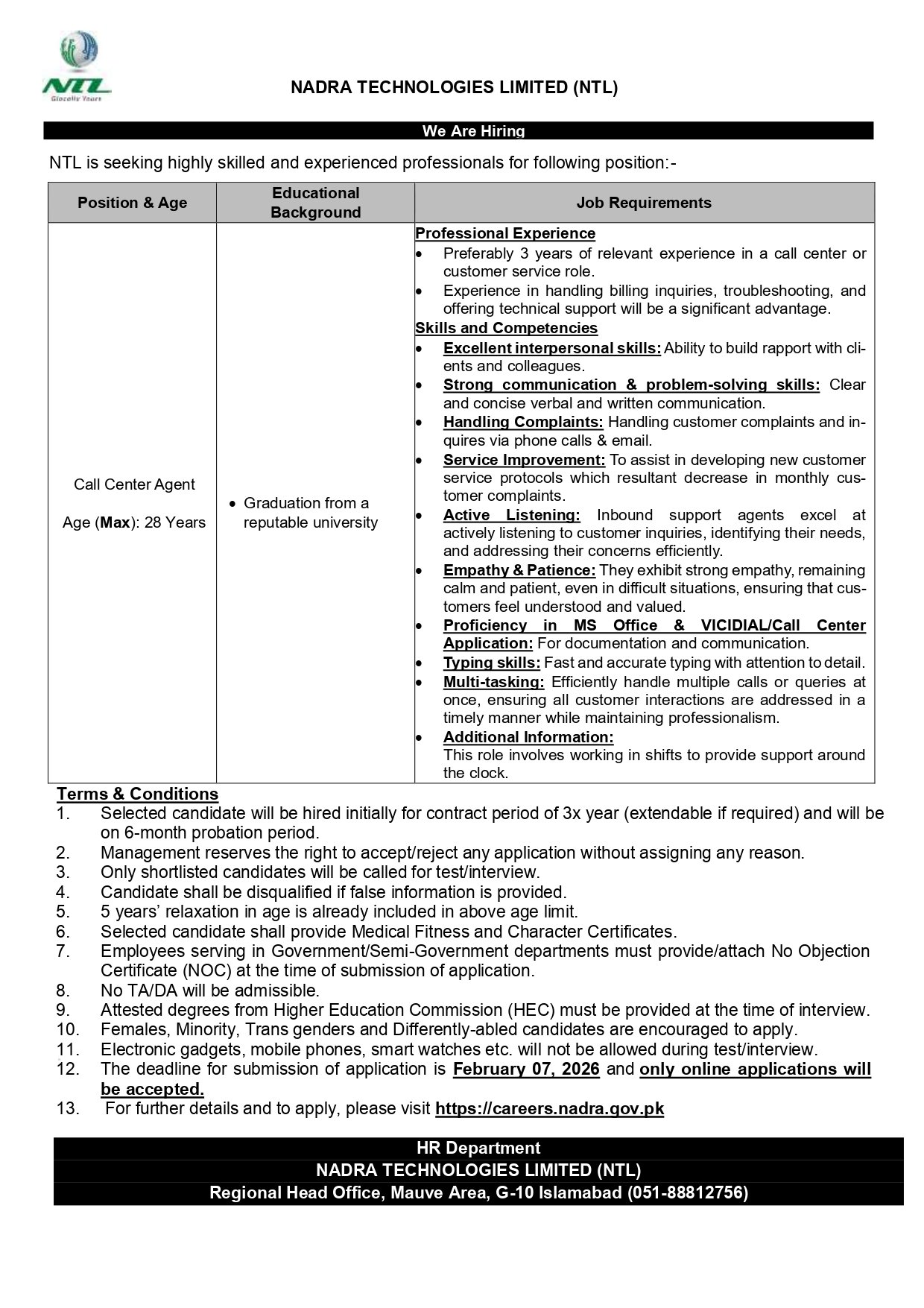 You are currently viewing NADRA Call Center Jobs