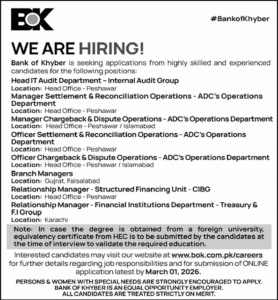 Read more about the article Bank of Khyber Jobs February 2026 